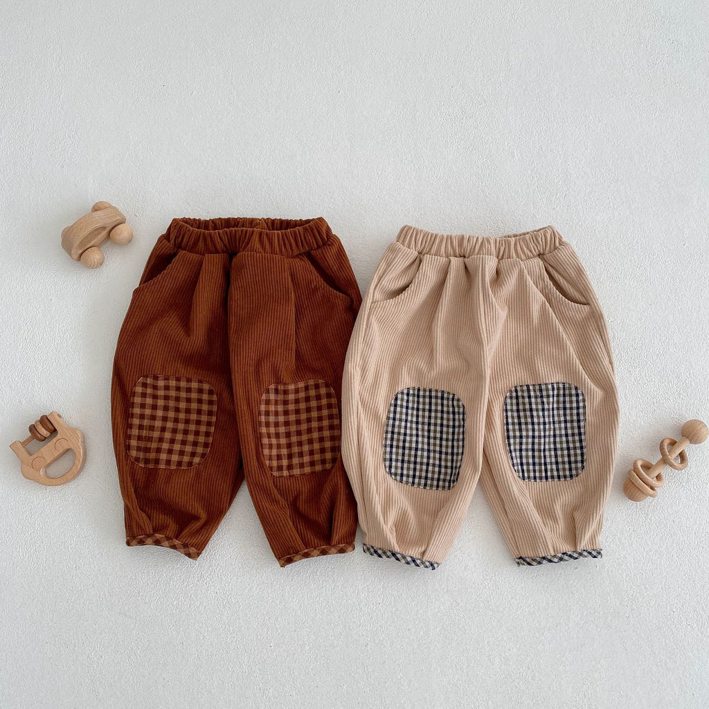 Bébé Corduroy Check Pattren Pantalons All-match