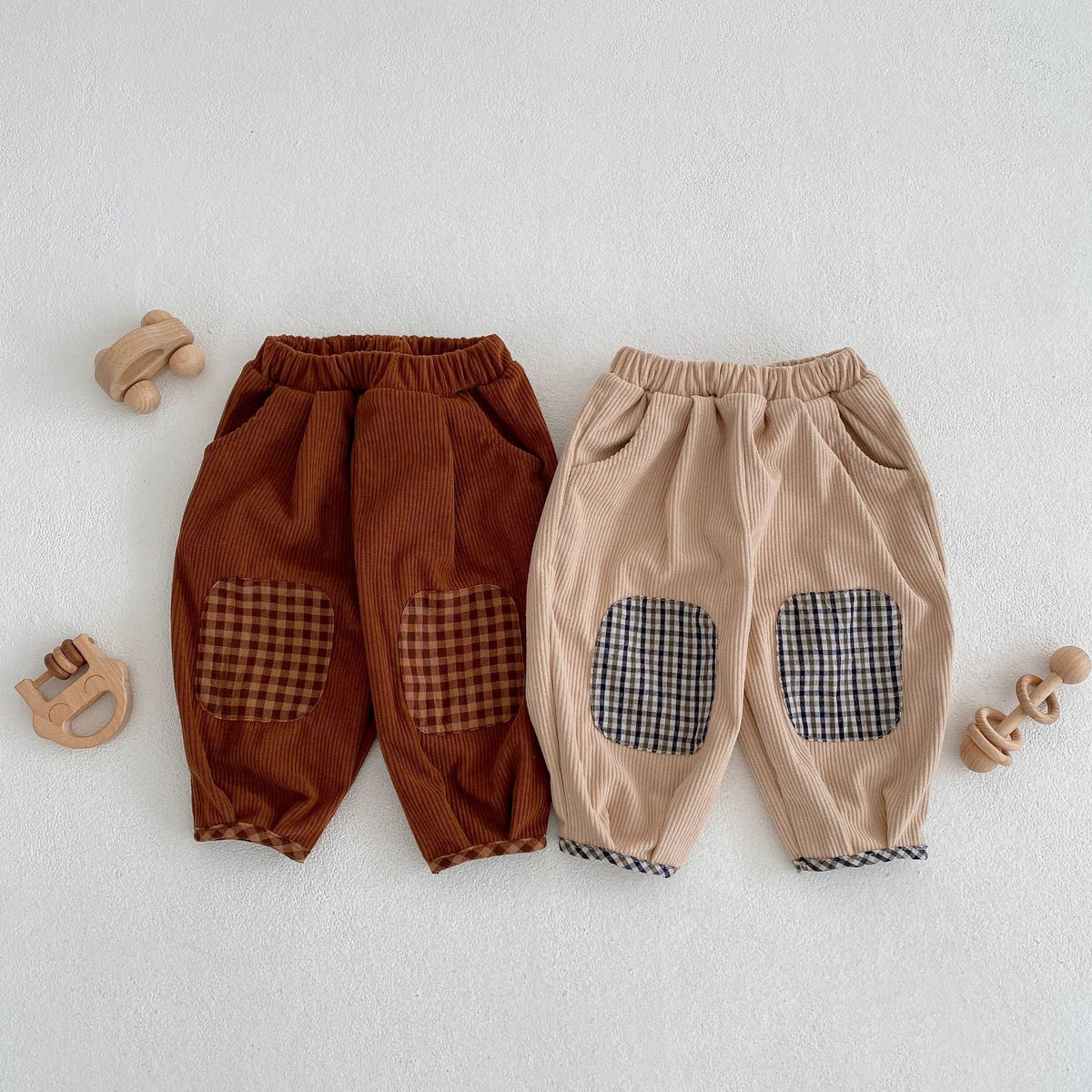 Bébé Corduroy Check Pattren Pantalons All-match