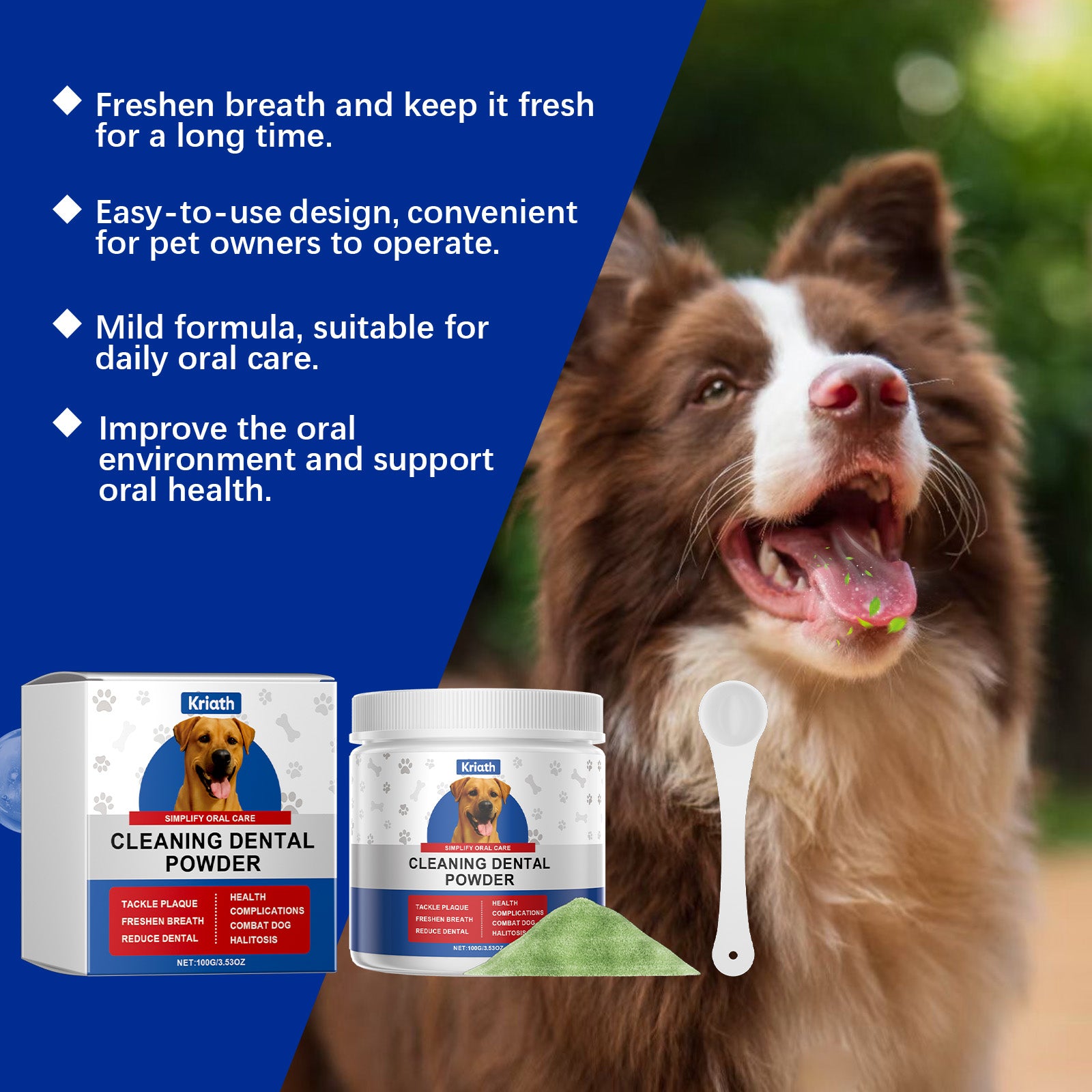 Poudre de nettoyage de dents de chien