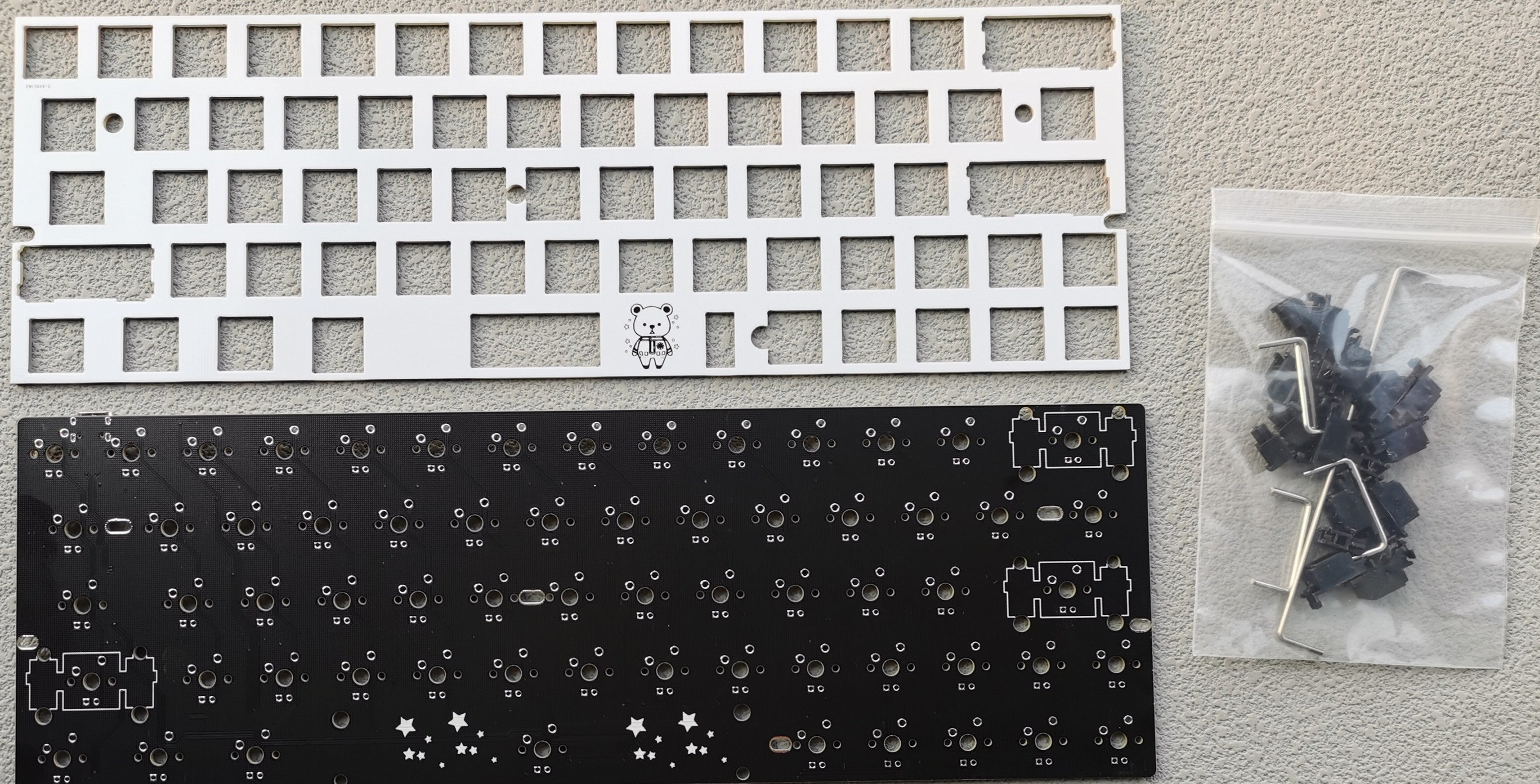 Kit de clavier mécanique personnalisé à gauche 64 plaque de positionnement en fibre de verre RGB