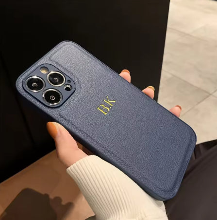 Personnalisé Or-embossed Nom Luxury Leather Phone Case