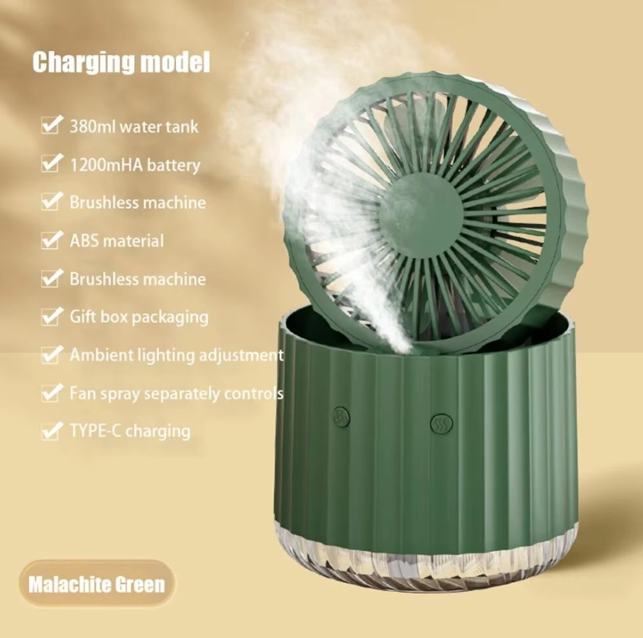 Ventilateur de pulvérisation de brouillard rechargeable 3 vitesses Ventilateur USB portable avec 5 lames