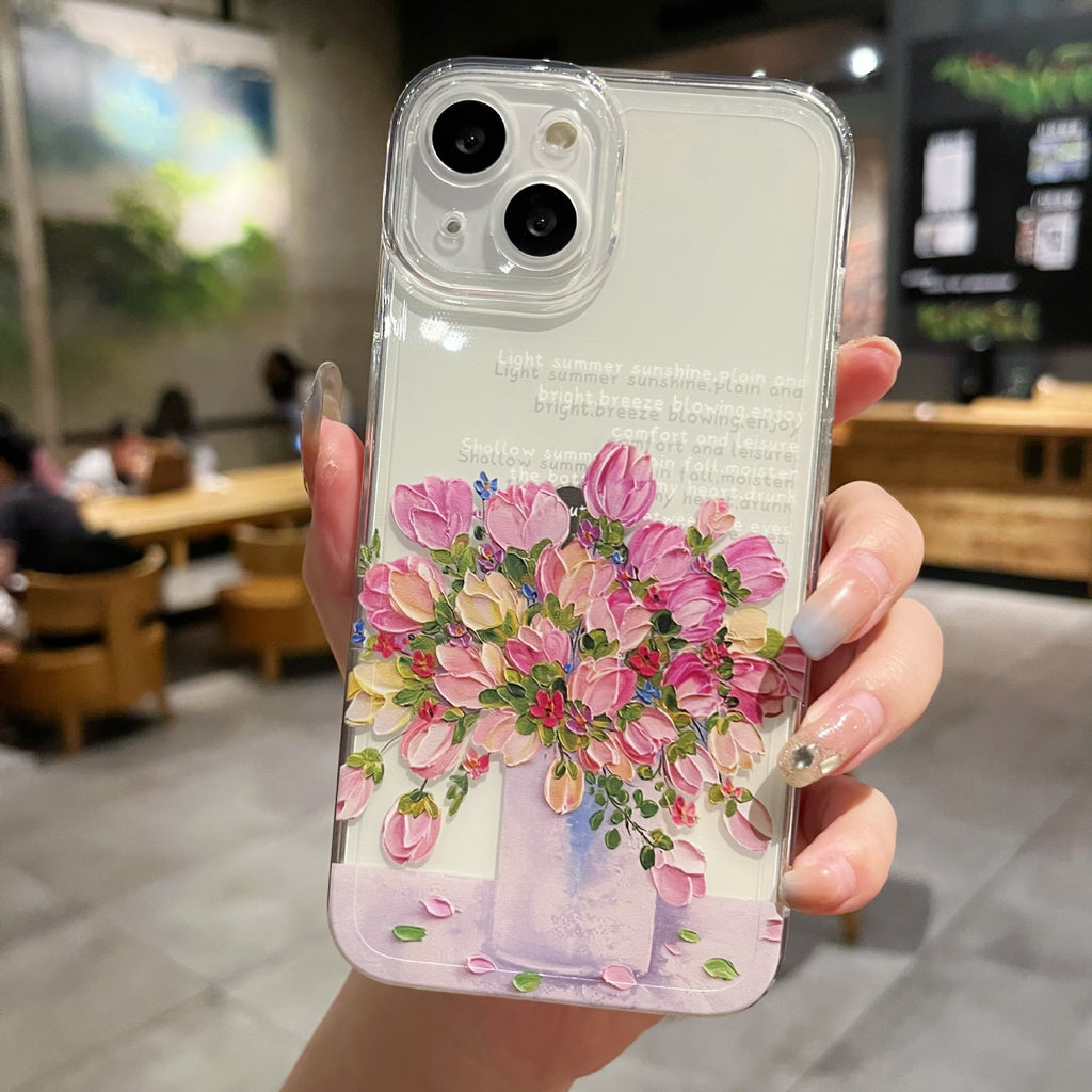 Étui téléphonique de protection transparent de petite fleur simple