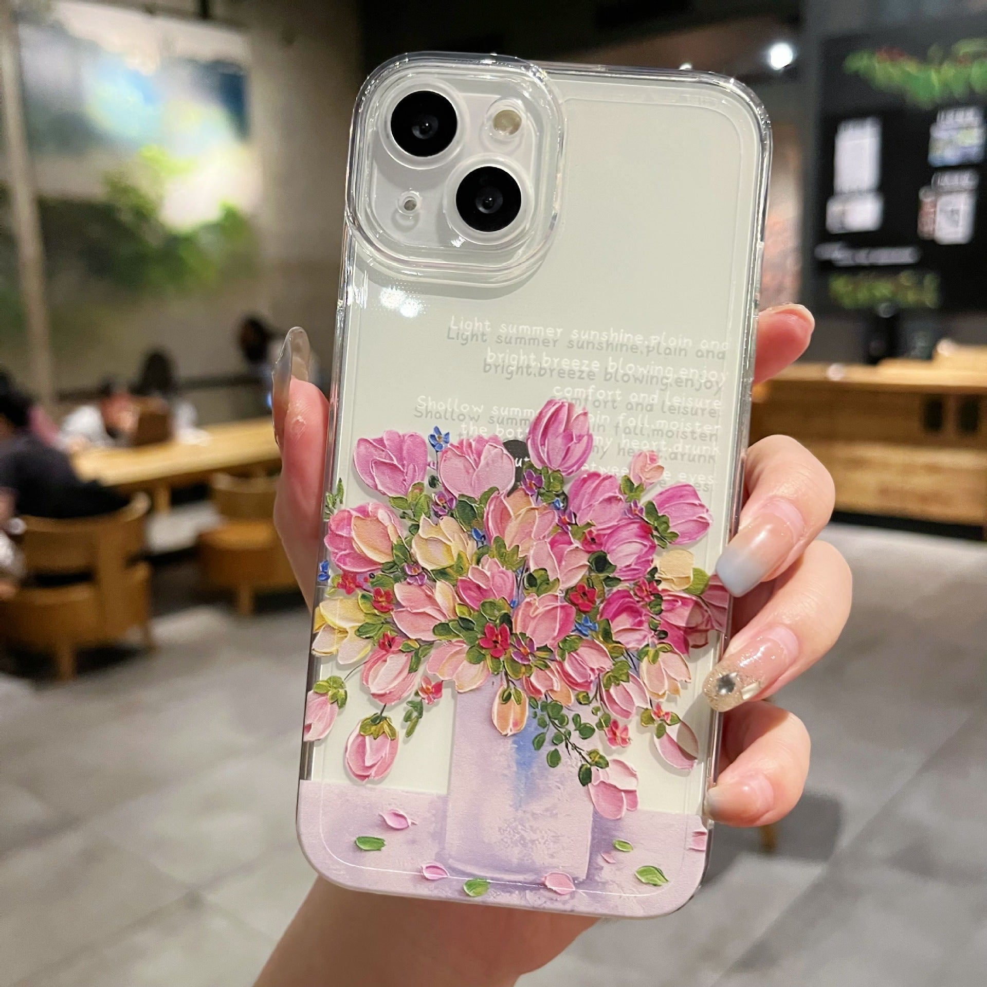 Étui téléphonique de protection transparent de petite fleur simple