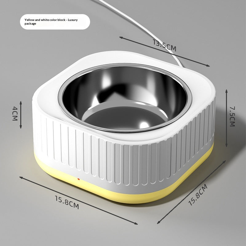 Simple bol d'eau en acier inoxydable à usage domestique avec température constante pour les chats