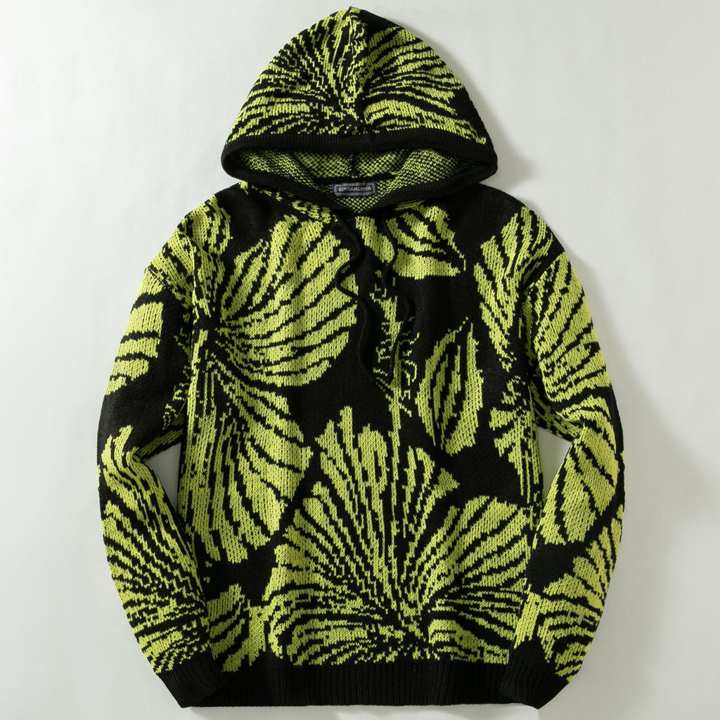 Automne Hiver Hommes Jacquard Pull à capuchon Chandail