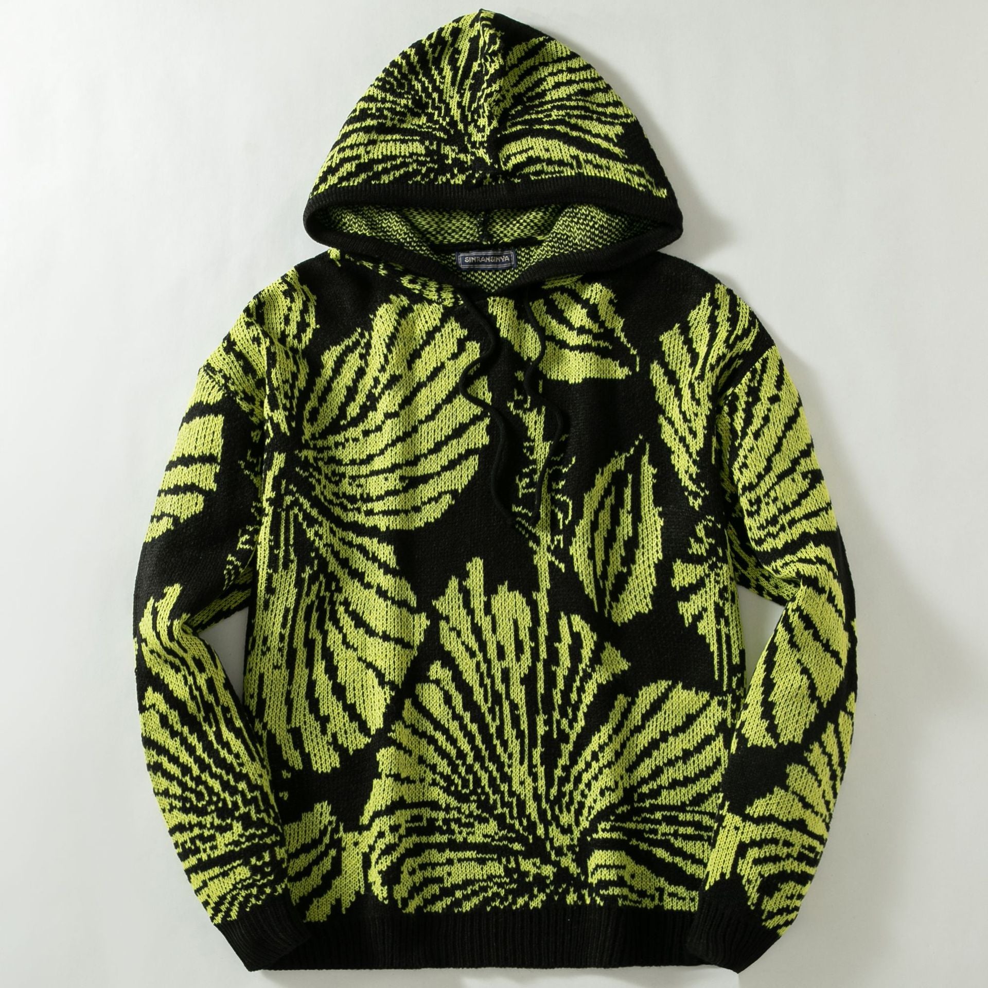 Automne Hiver Hommes Jacquard Pull à capuchon Chandail