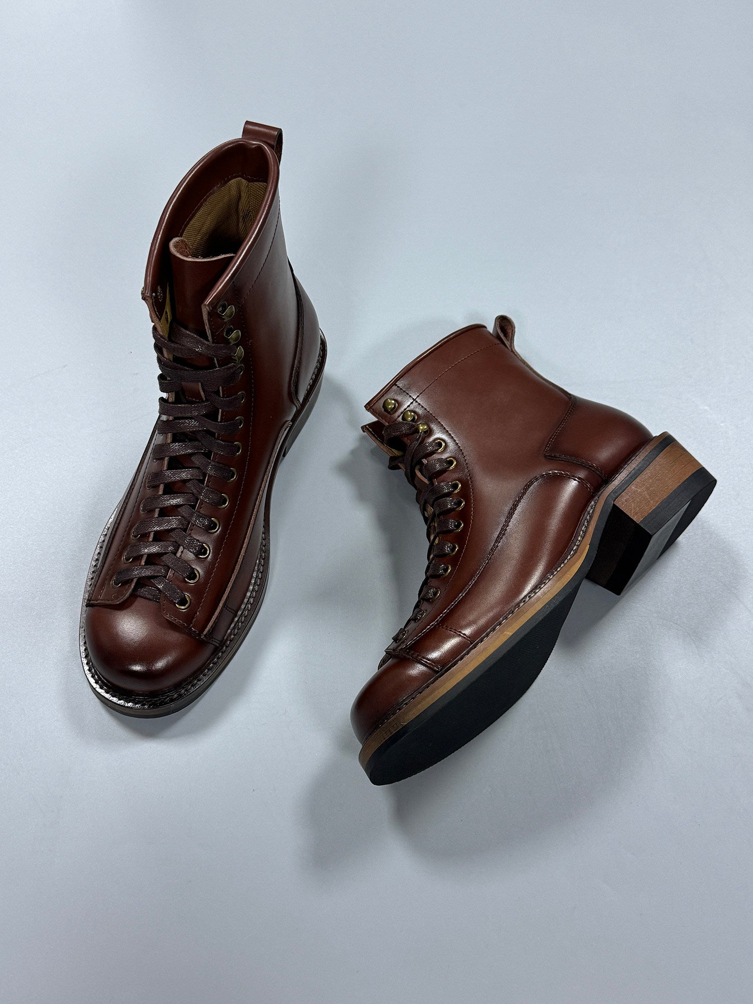 Hommes Trendy Bottes de cheville à peau rousse Randonnée et style britannique