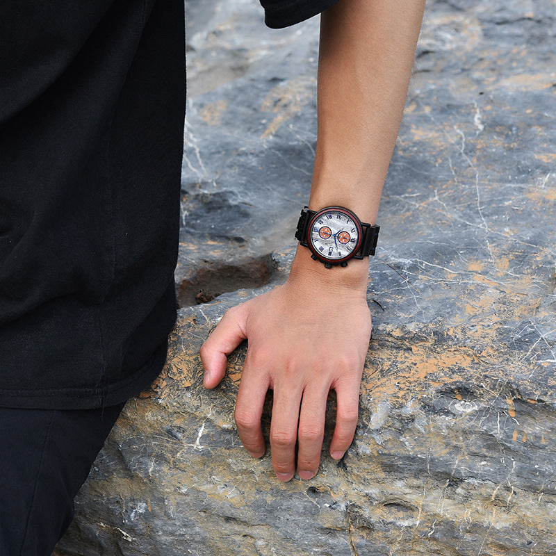 Montre de décoration Quartz en bois unisexe