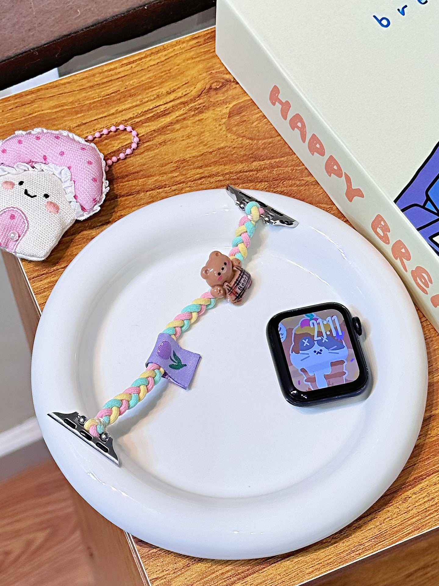 Bracelet de montre pour cheveux de caricature tricoté créatif