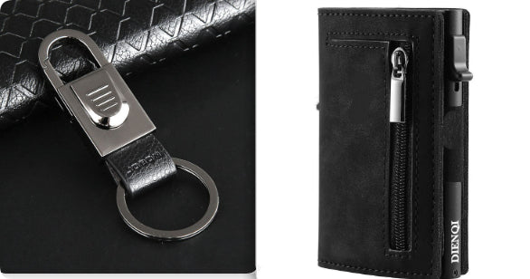 Ancien modèle de fibre de carbone Porte-carte multifonction en cuir pour hommes