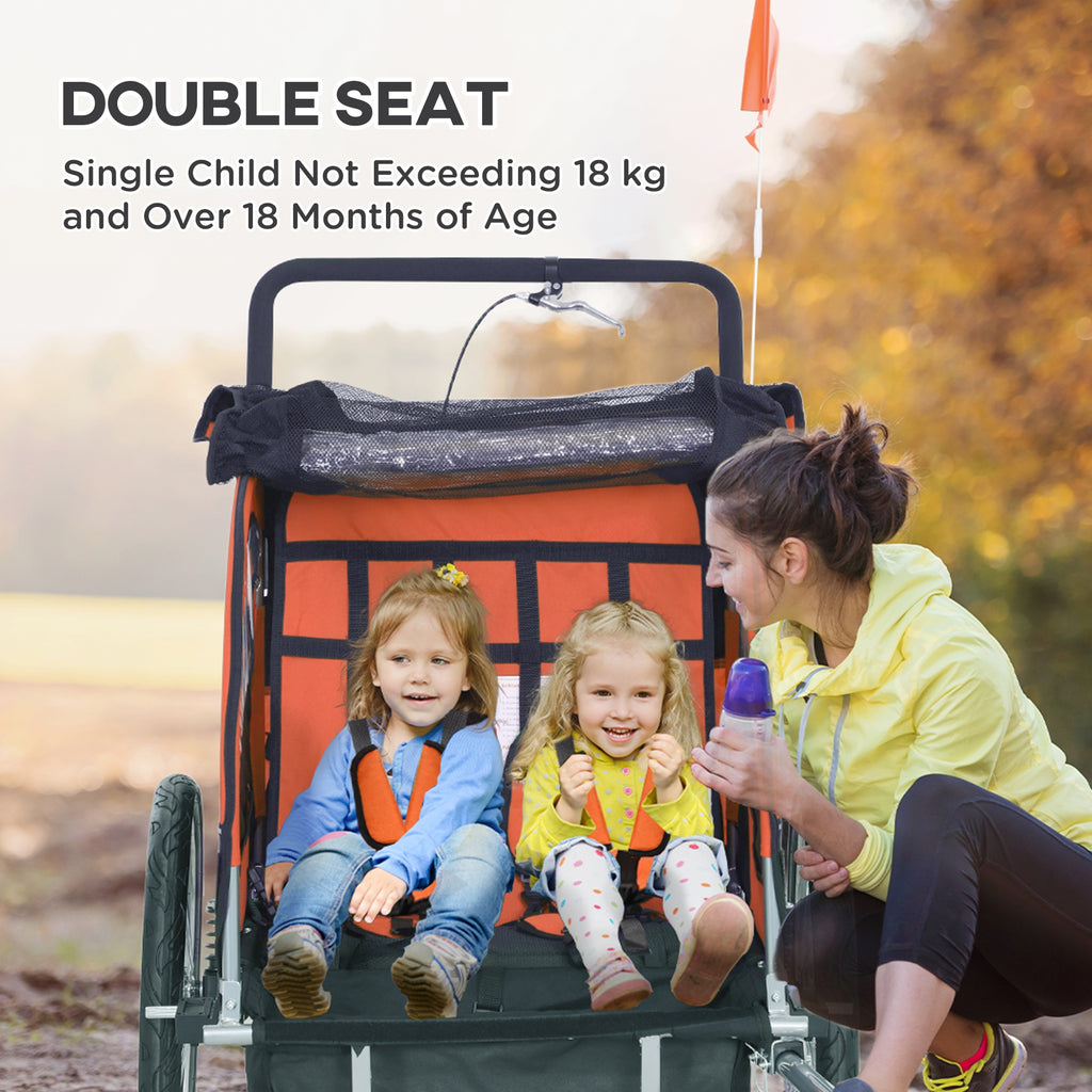 Remorque à vélo pivotante 2-Seat Elite 360 pour enfants Remorque à vélo avec résistant à l'eau W