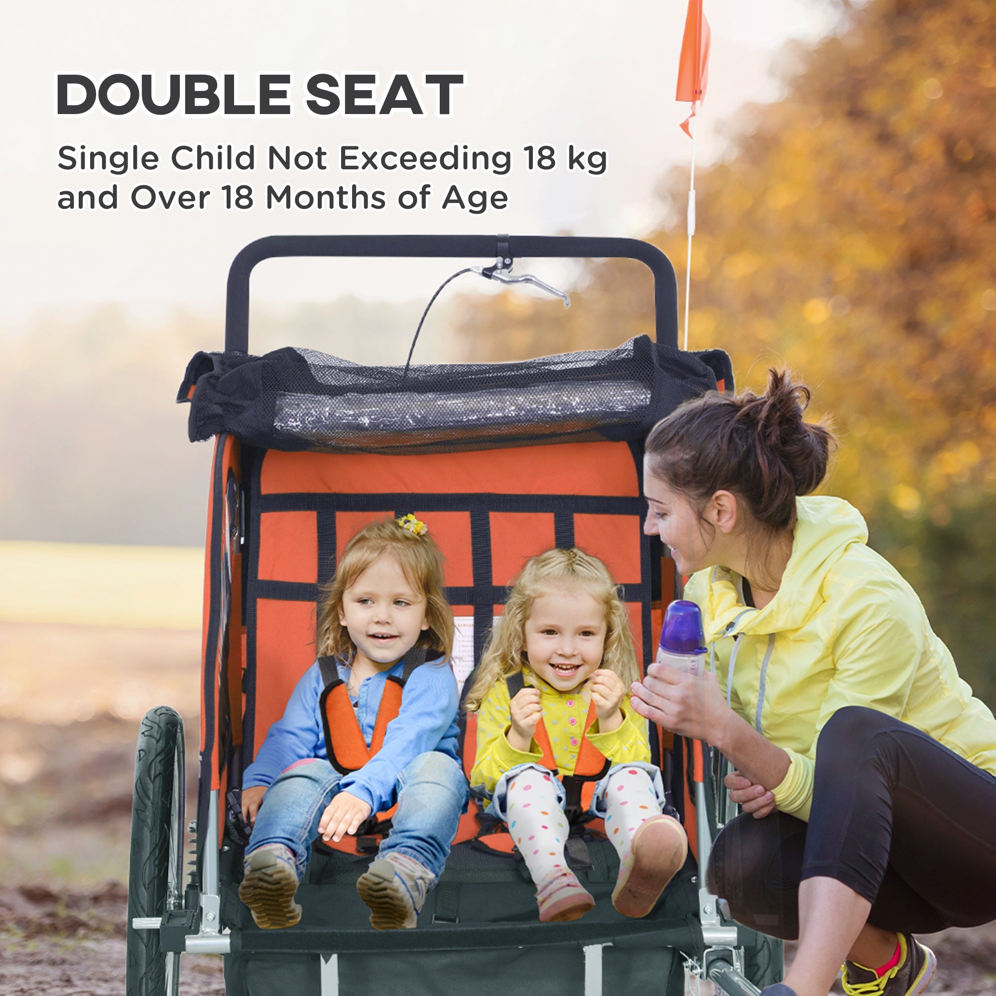 Remorque à vélo pivotante 2-Seat Elite 360 pour enfants Remorque à vélo avec résistant à l'eau W