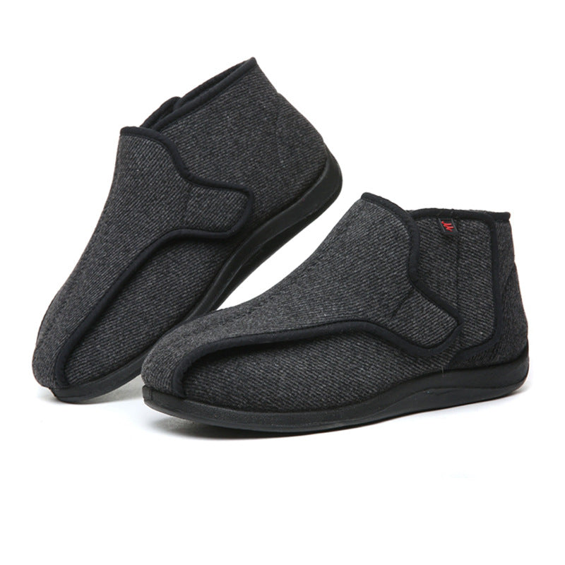 Tweed rayé avec de larges chaussures Velcro