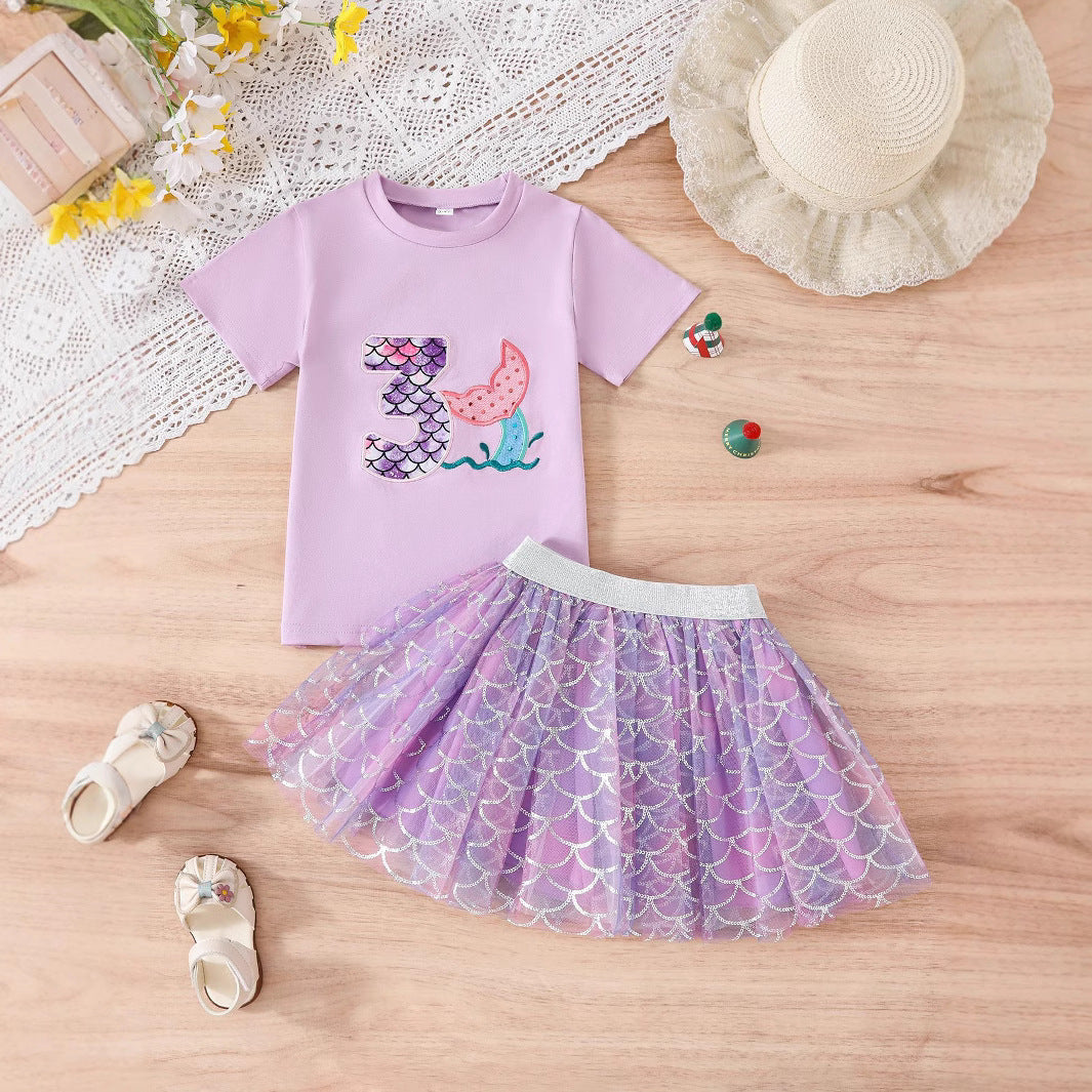 Set à manches courtes en coton deux pièces pour enfants