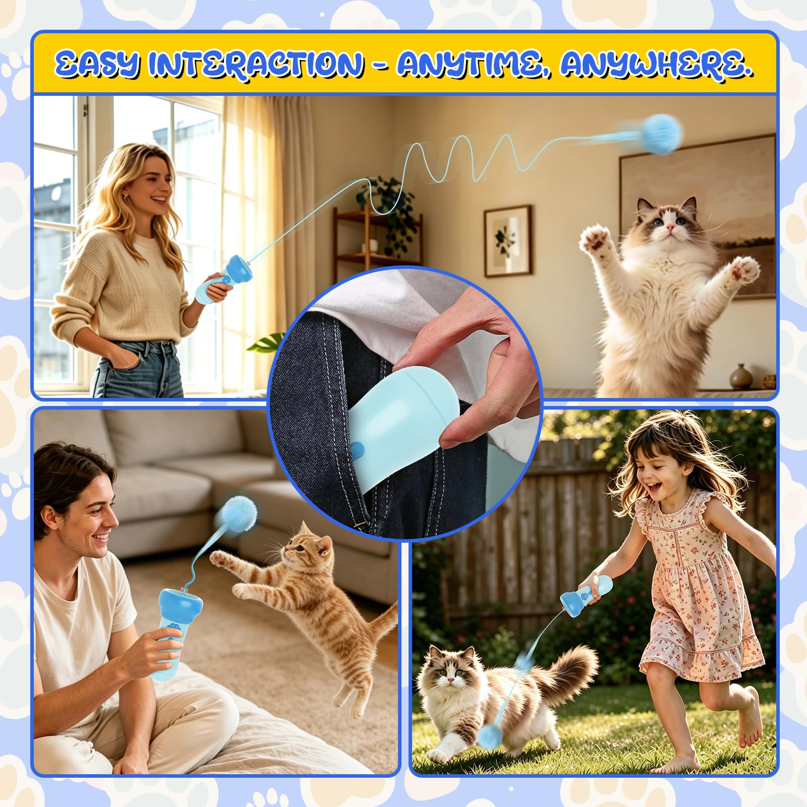Jouet de chat interactif pour l'intérieur avec bal de lancement One-Click Recycling Chasse interactive