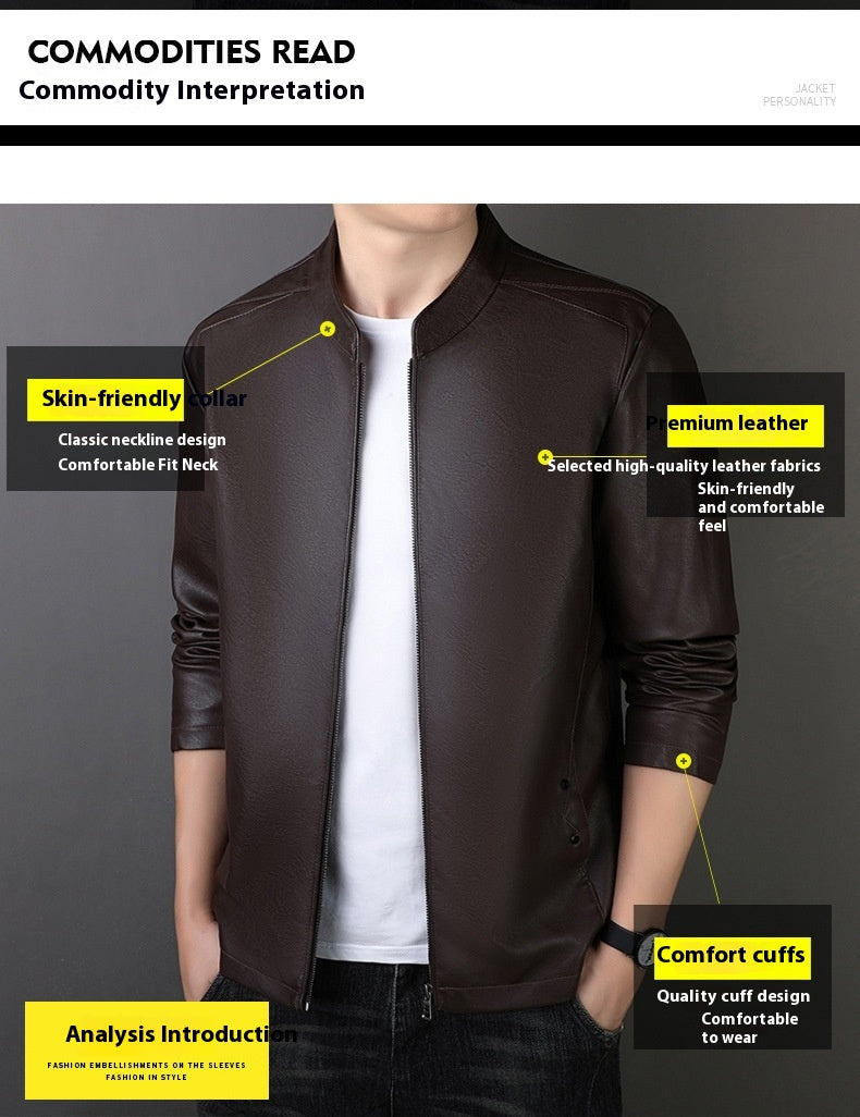 Veste en cuir PU pour hommes
