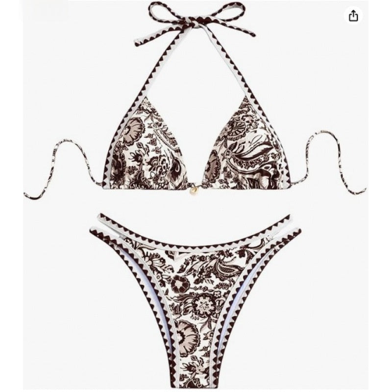 Ensemble de bikini de porcelaine bleu et blanc