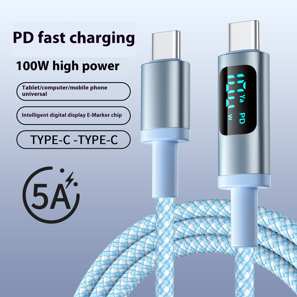 Digital Display Dual Type-C Fast Charging Mobile Phone Data Cable