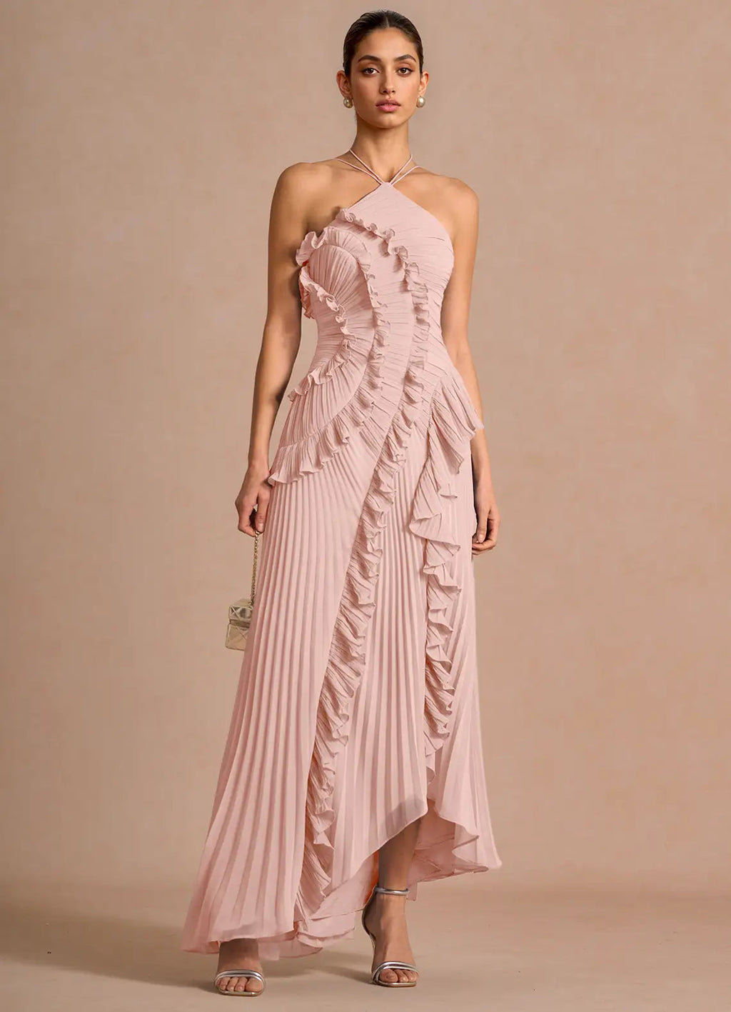 Robe sans dos sexy à col haltère pour femmes