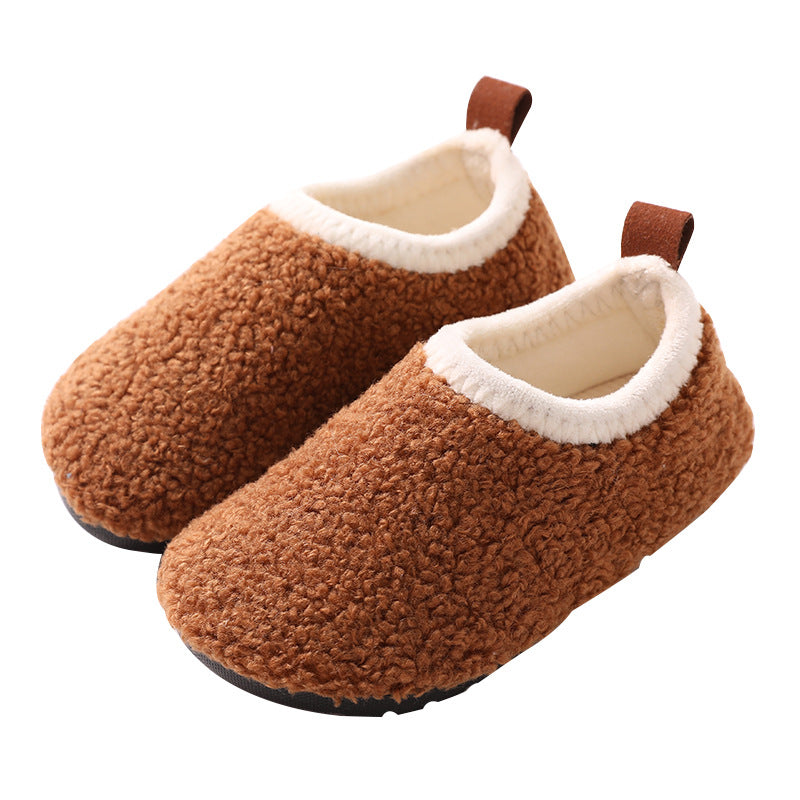 Pantoufles de coton d'automne et d'hiver à doublure polaire pour enfants