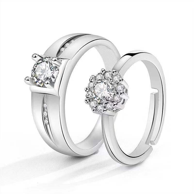 Moissanite Engagement Couple Anneaux Couple