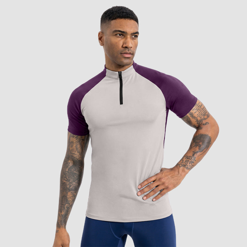 T-shirt à manches courtes homme avec un collier à demi-zip