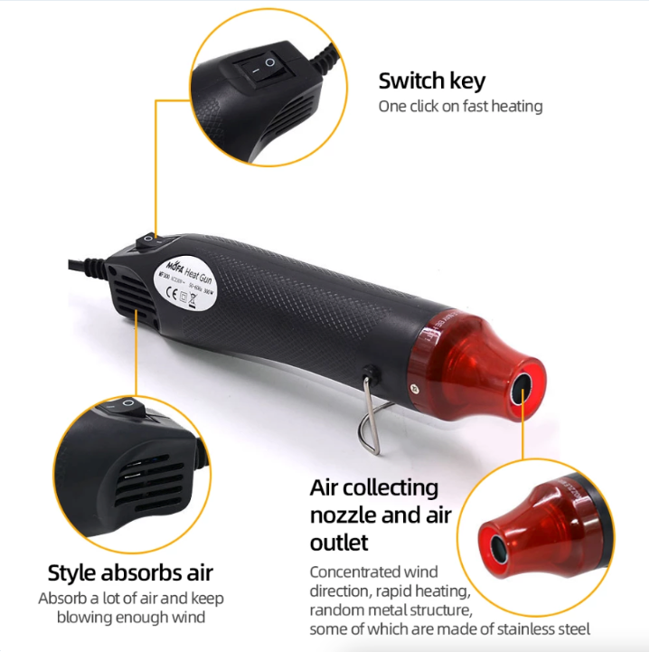 Mini pistolet à chaleur DIY Buses électriques Outil Air Gun Embossage Peinture de séchage USA