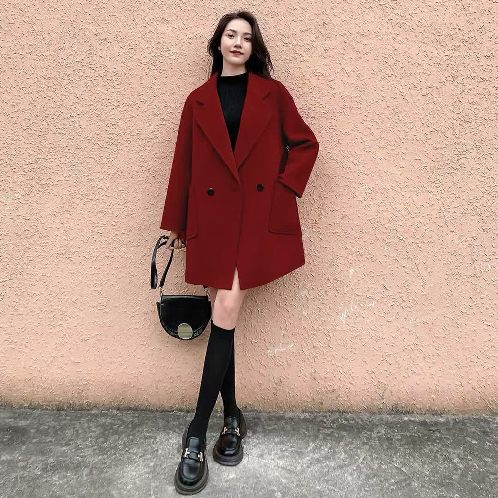 Manteau de laine d'automne Style mi-long