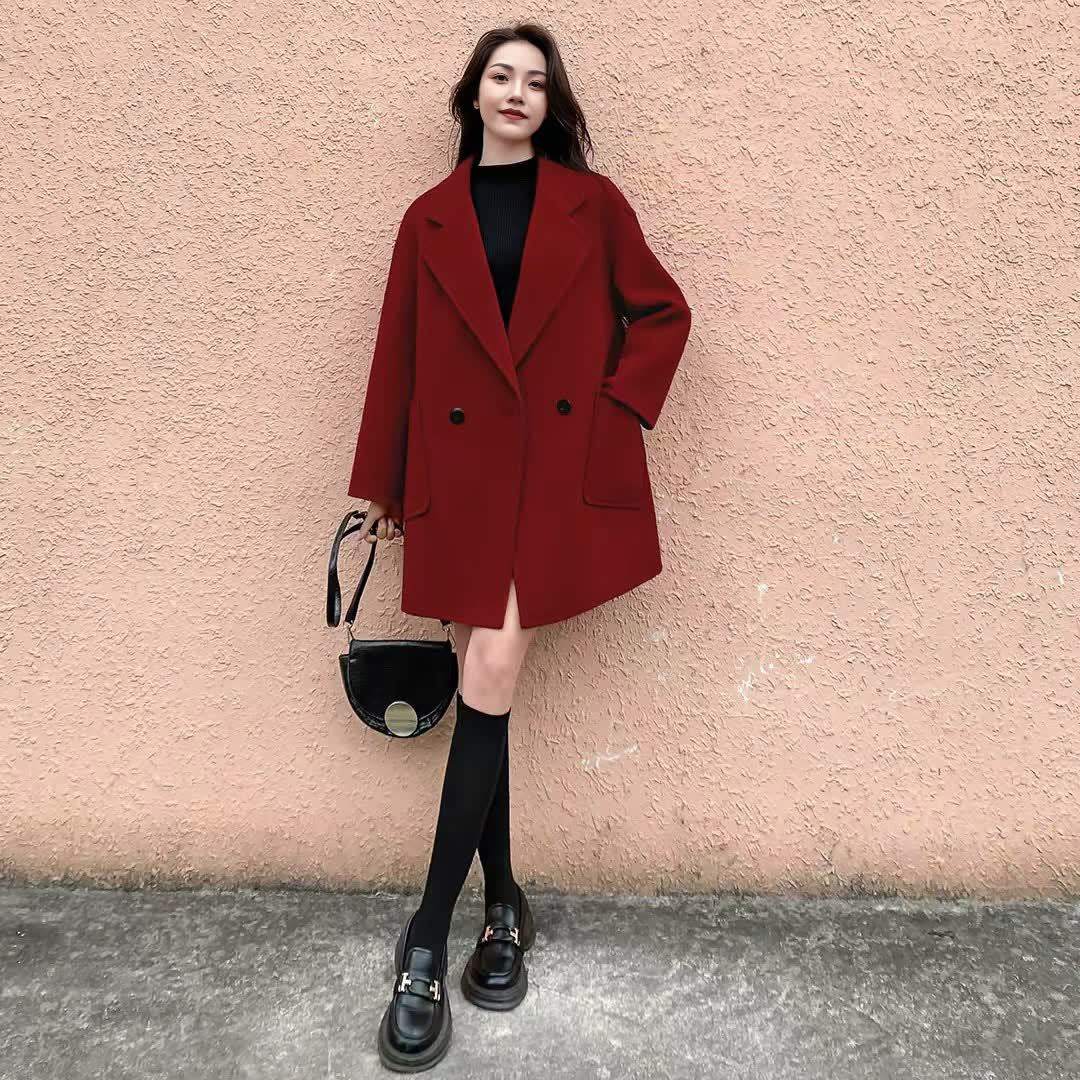 Manteau de laine d'automne Style mi-long