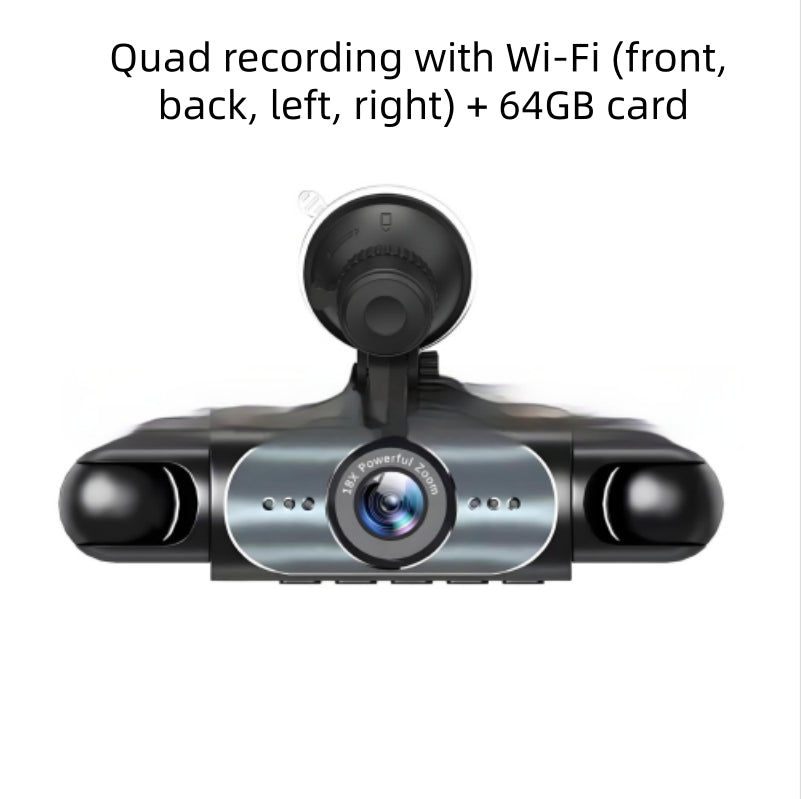 Surveillance de quatre lentilles Dash Cam HD avec caméra de vision arrière