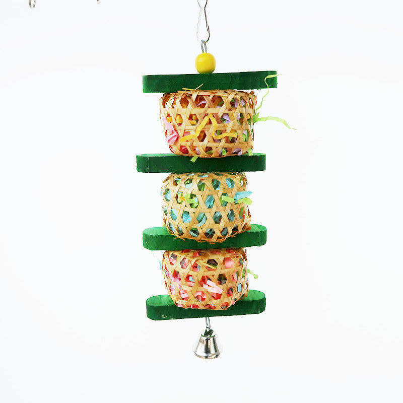 Produits pour perroquet Jouet d'oiseau Rattan Papier tissé Poussettes en bois de soie
