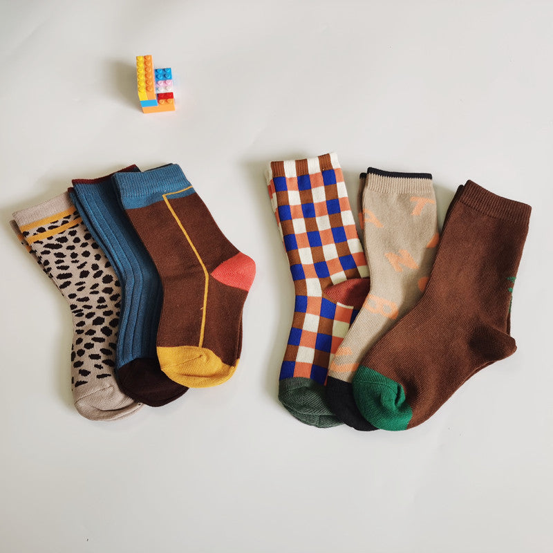 Leopard-print Plaid Coffee-colored chaussons enfants