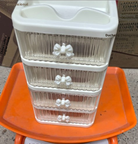 Boîte de rangement à arc modèle quatre couches avec autocollant blanc-1 pièce