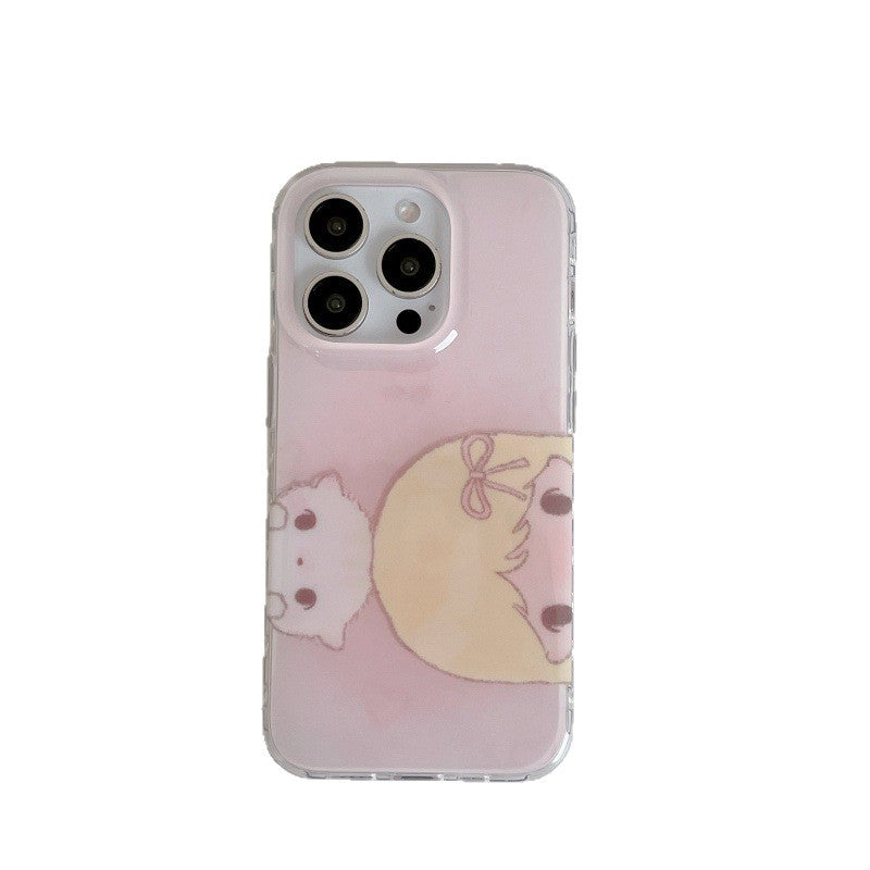 Puppy et Blonde fille étui de téléphone imprimé