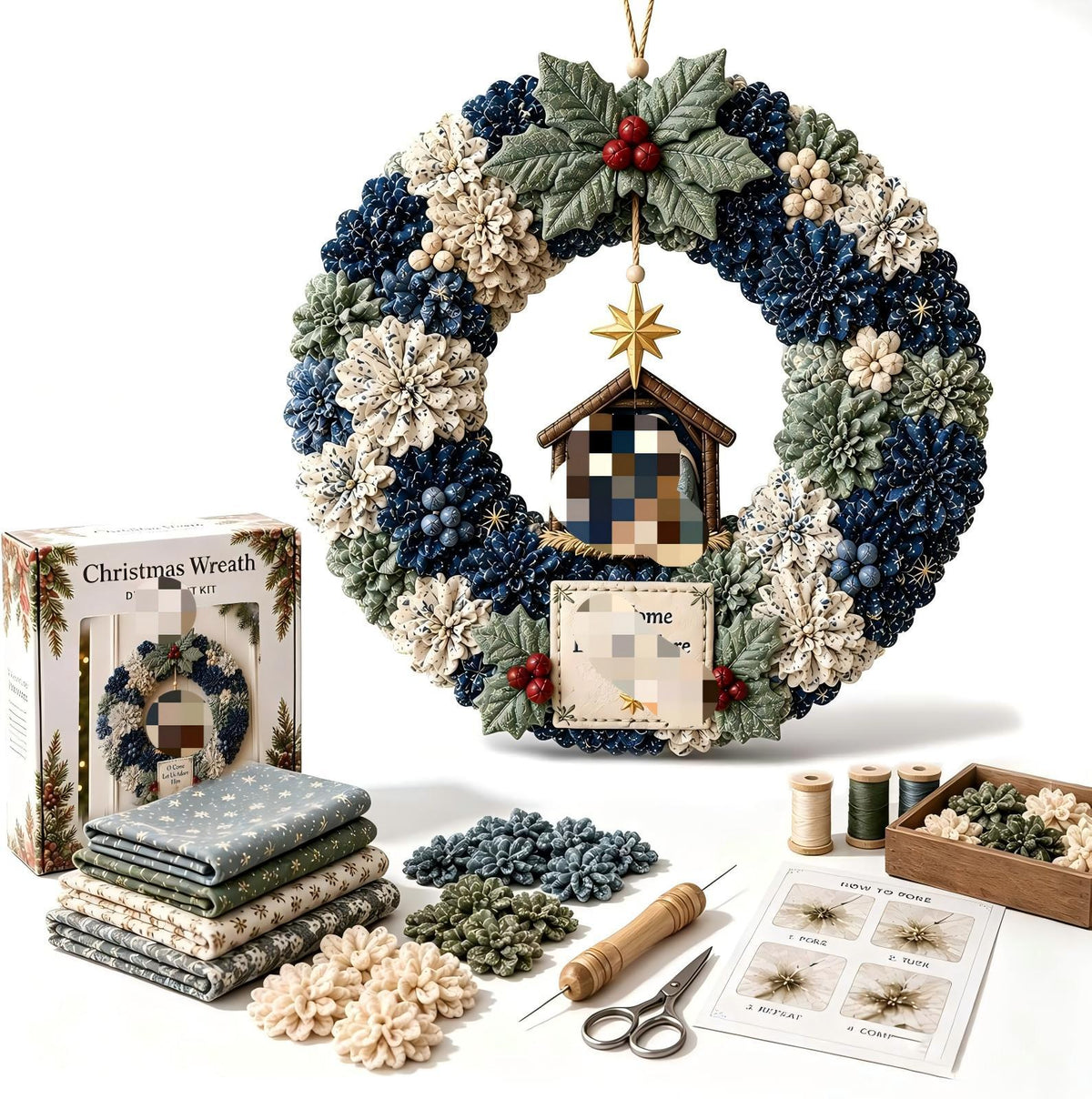 Kit de bricolage de la couronne de tissu de Noël