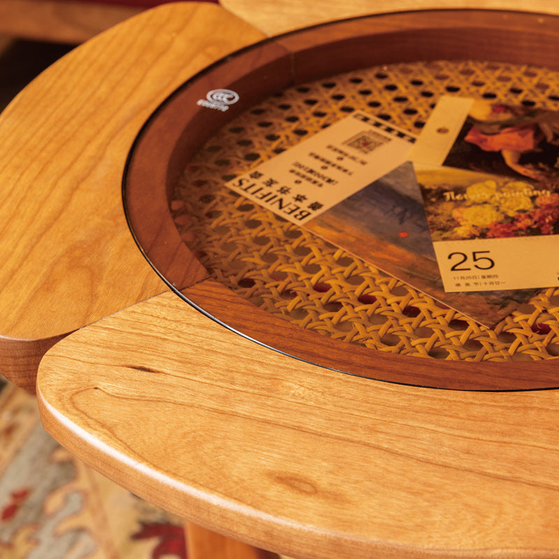 Table à café en bois massif rétro de style nordique et ensemble de table pour petits apartme
