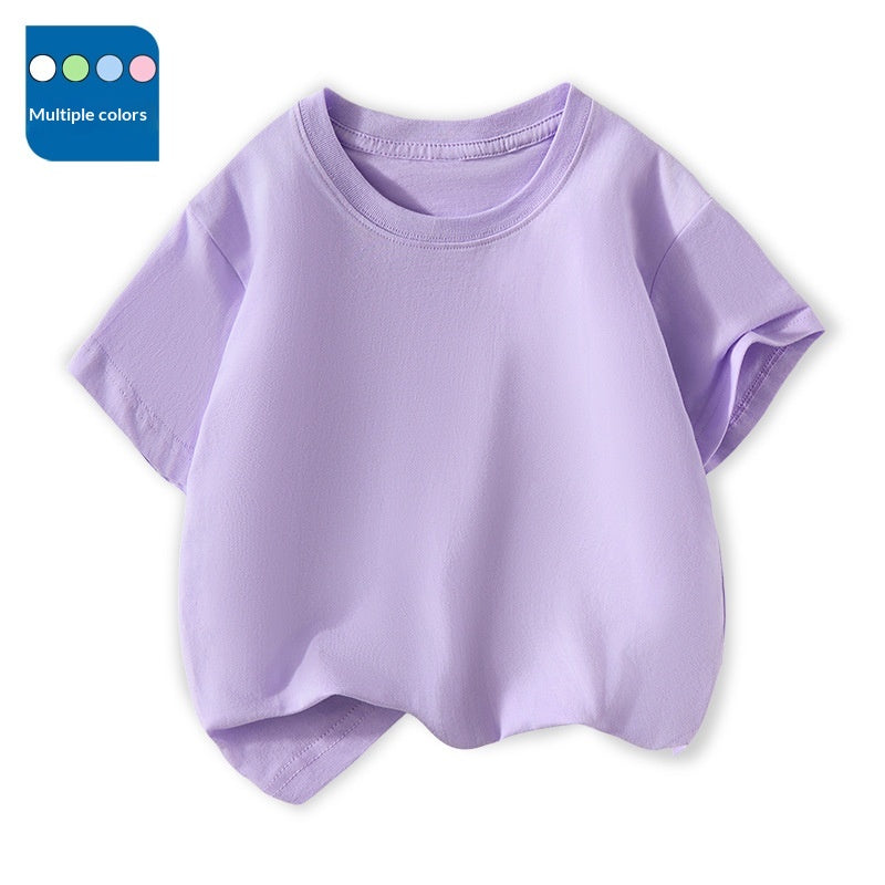 T-Shirt à manches courtes pour enfants Col d'équipage Top polyvalent