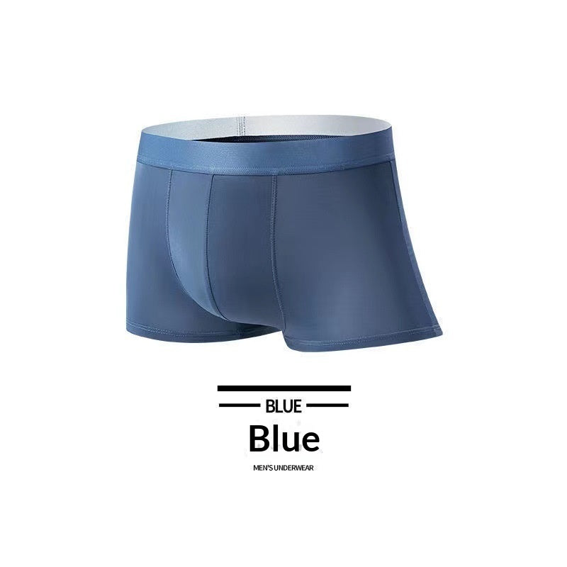 Ice Silk Hommes Sous-vêtements Hommes Boxer Slip Youthful Solid-color Respirant et Antibactéria