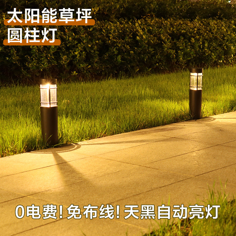 Lampe de pelouse extérieure solaire cylindrique étanche
