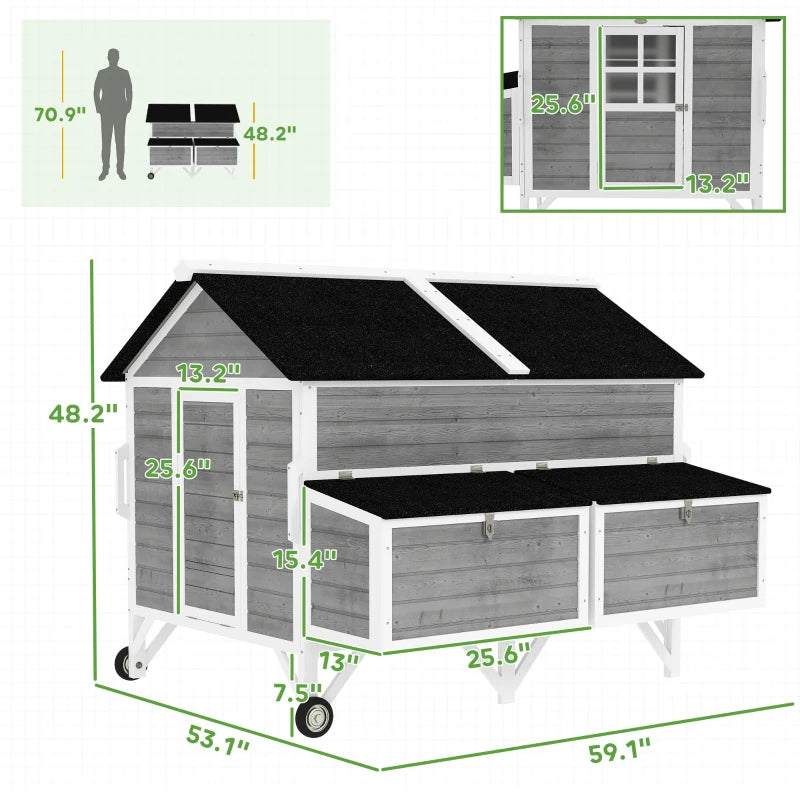 Roues Coop W de poulet en bois