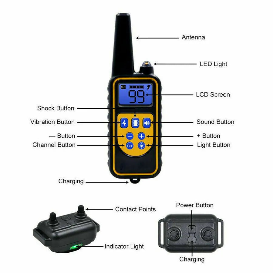 3000 FT Dog Training US Collier Rechargeable Remote Shock PET Waterproof Trainer