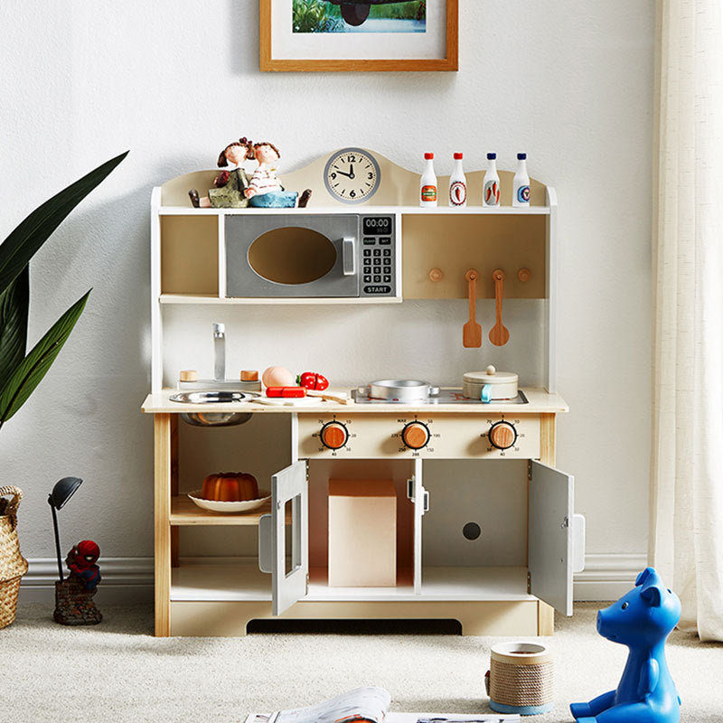 Kids Wooden Pretend Play Kitchen Set