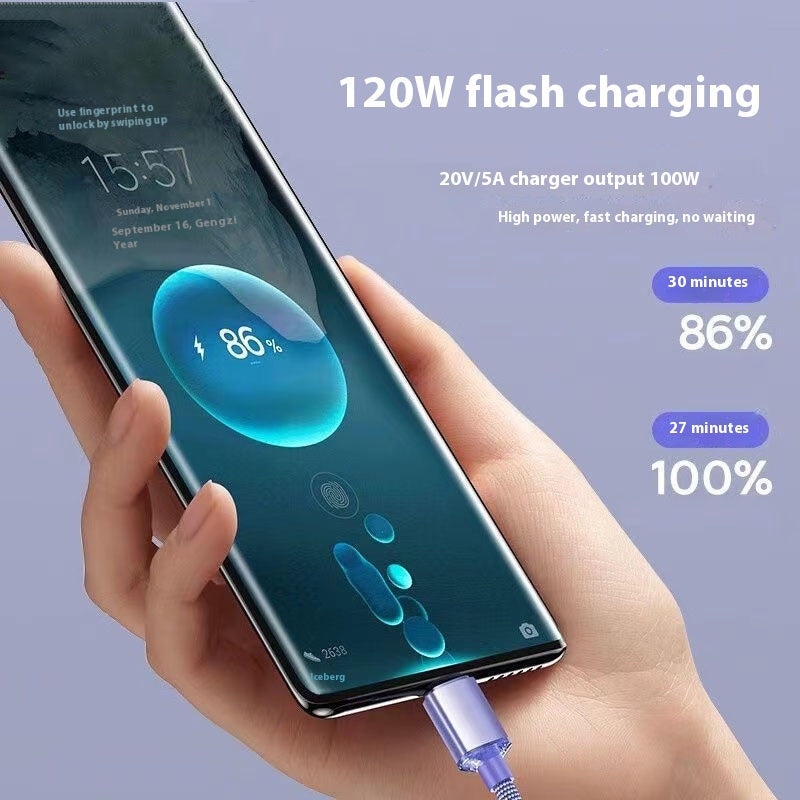 Double câble de données de typec 120W Super charge rapide
