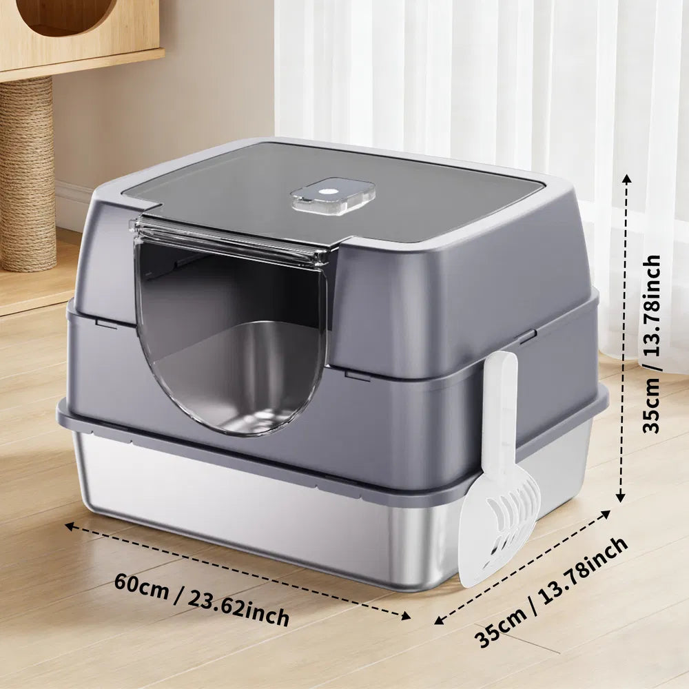 Boîte à litière en acier inoxydable gris Galaxy