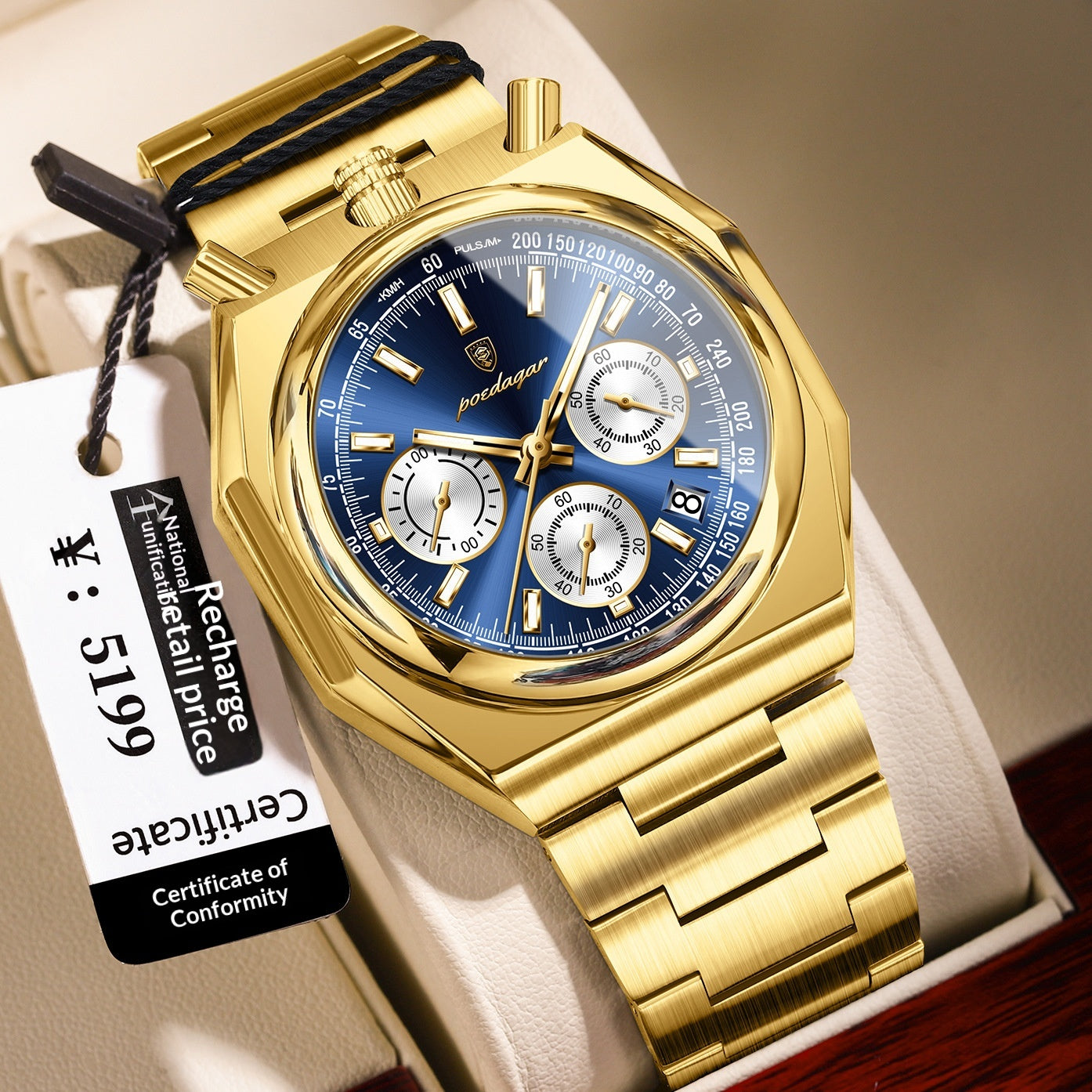 Imperméable Montre homme mode Montre Quartz multifonction