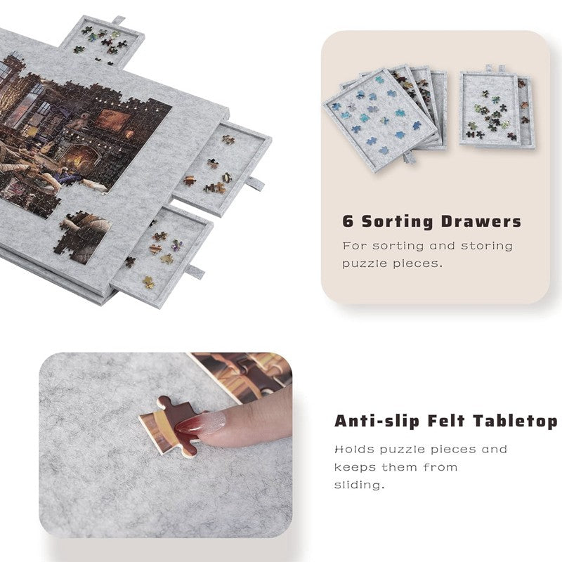 Felt Jigsaw Puzzle Board Portable Puzzle Rangement-Table W 6 Tiroir coulissant 1o00pcs