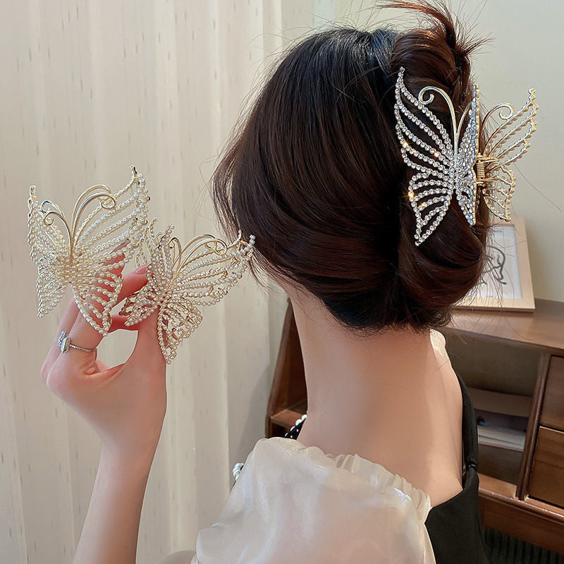Poignée en alliage de papillon de perles de dames