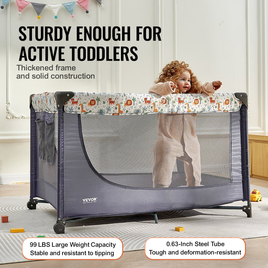VEVOR Baby Playpen Portable Portable Baby Toddler Fence Play Yard & Wheels
