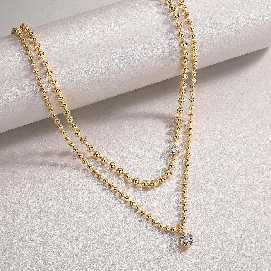 S925 Collier plaqué or argenté et stratifié